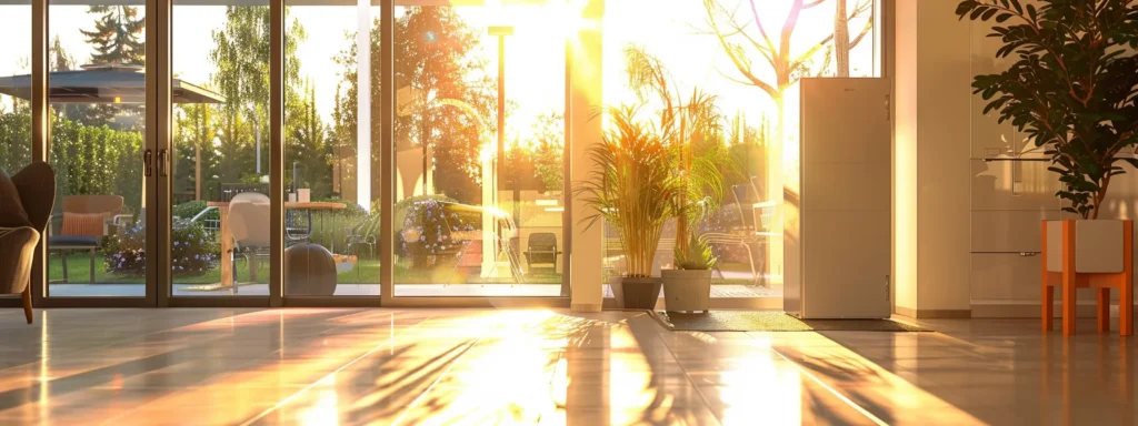 a dynamic indoor scene showcases a modern hvac system with a sleek compressor and heat pump, bathed in warm natural light, emphasizing its role in maintaining year-round comfort amidst maryland's shifting weather patterns.